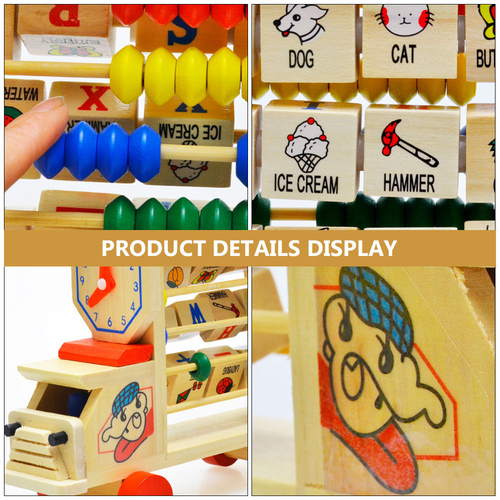 Abacus Counting Bead - ลูกคิดไม้สำหรับเด็ก ลูกปัดหลากสี ของเล่นเสริมทักษะการนับและการเรียนรู้คณิตศาสตร์ อุปกรณ์การสอนเพื่อการศึกษาปฐมวัย