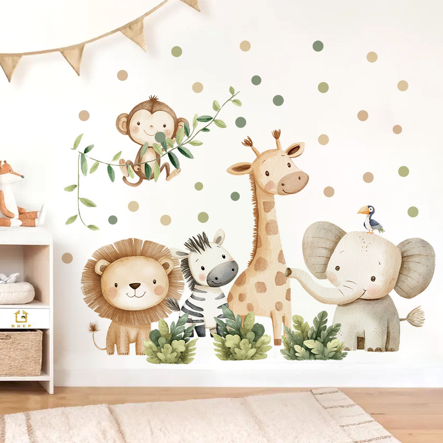 Kids Education Quotes - Boho สัตว์ป่าสติ๊กเกอร์ติดผนังสําหรับห้องพักเด็กเด็กผู้หญิงเด็กตกแต่งห้องเนอสเซอรี่วอลล์เปเปอร์ช้างยีราฟลิงสิงโต