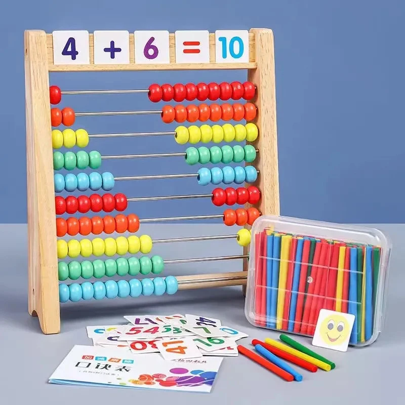 Abacus Counting Bead - ไม้นับของเล่น Abacus Montessori การศึกษาคณิตศาสตร์ของเล่นเด็กสายรุ้งนับลูกปัดบวกลบการทํางานการเรียนรู้