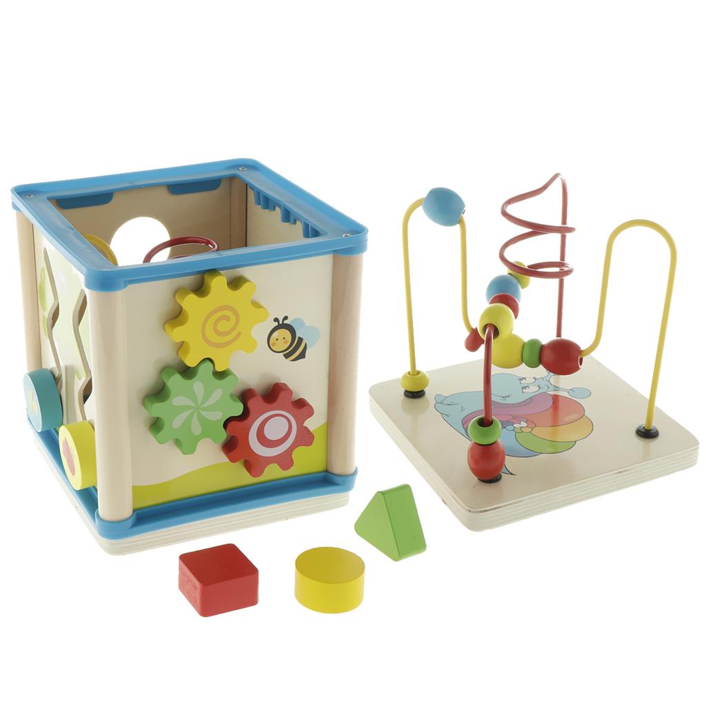 Abacus Counting Bead - ลูกบาศก์กิจกรรมไม้ 3 มิติ ตัวต่อปริศนา ของเล่นมอนเตสซอรี่ ลูกปัดเขาวงกต