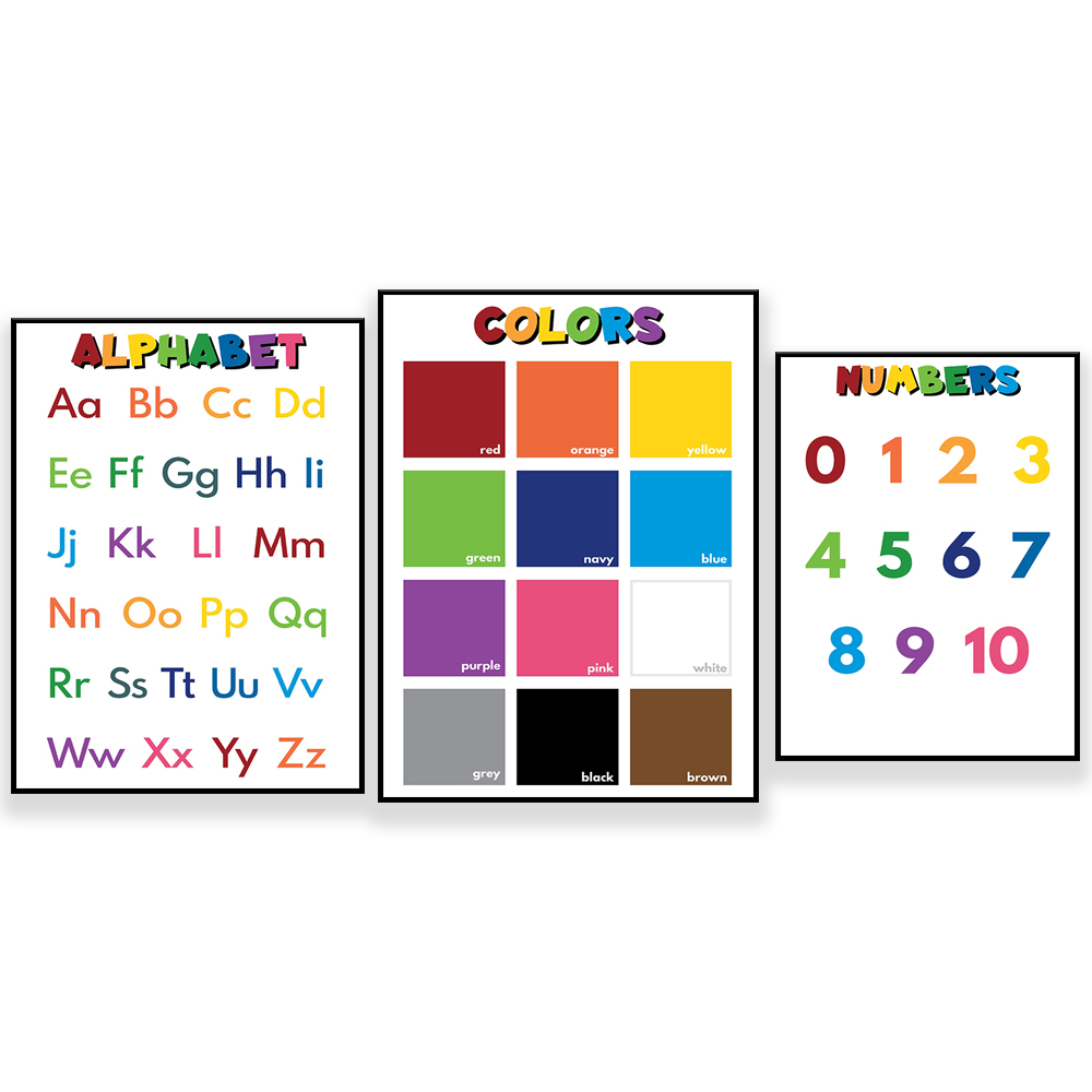 Kids Education Name - ชื่อสี, ตัวอักษร, ตัวเลขสำหรับเด็ก, โปสเตอร์เพื่อการศึกษา, การเรียนรู้ก่อนวัยเรียน, เรียนรู้ตัวเลข,