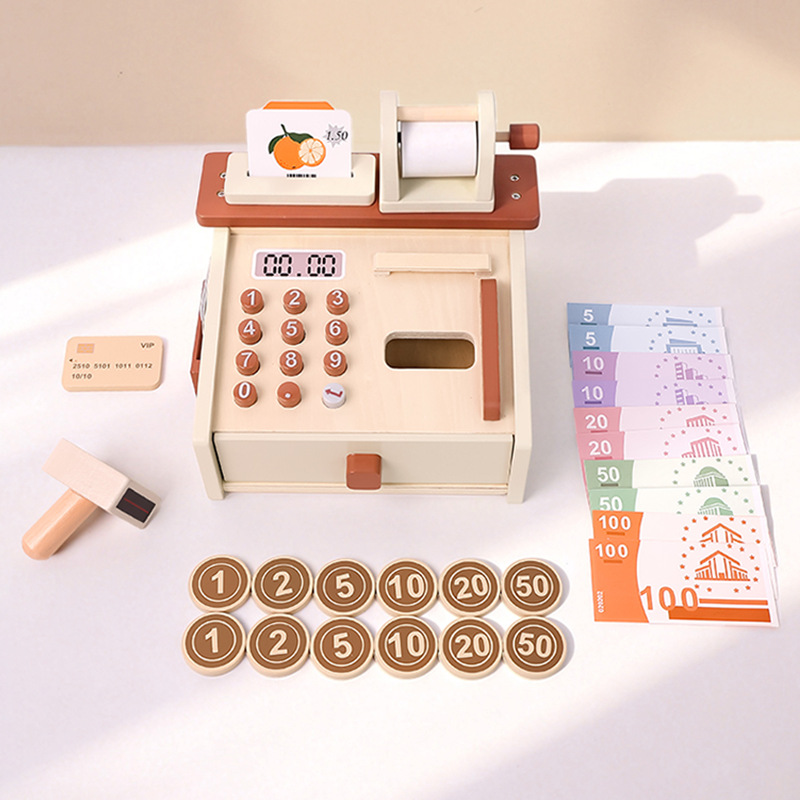 Kids Education Store - เครื่องคิดเงินจำลองสำหรับเด็ก พร้อมฟังก์ชั่นตรวจจับธนบัตร ของเล่นเสริมพัฒนาการด้านการเรียนรู้ด้านการเงินและการค้าขาย