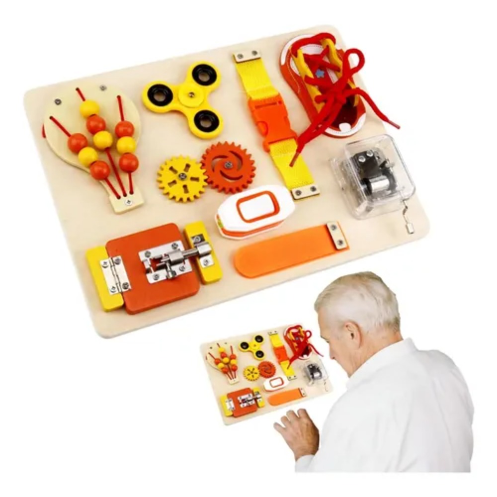 Kids Education Toys - ของเล่นไม้มอนเตสซอรี่ บอร์ดกิจกรรมสำหรับเด็กเล็ก ของเล่นเสริมพัฒนาการทางประสาทสัมผัส บอร์ดฝึกสมาธิ ของเล่นพกพาสำหรับเดินทาง พร้อมตัวล็อค