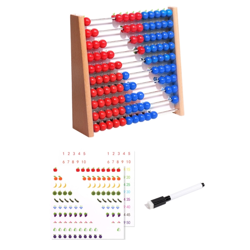 ลูกคิดไม้สีแดงและลูกปัดสีฟ้า,  - Abacus Counting Bead บทวิจารณ์และราคา